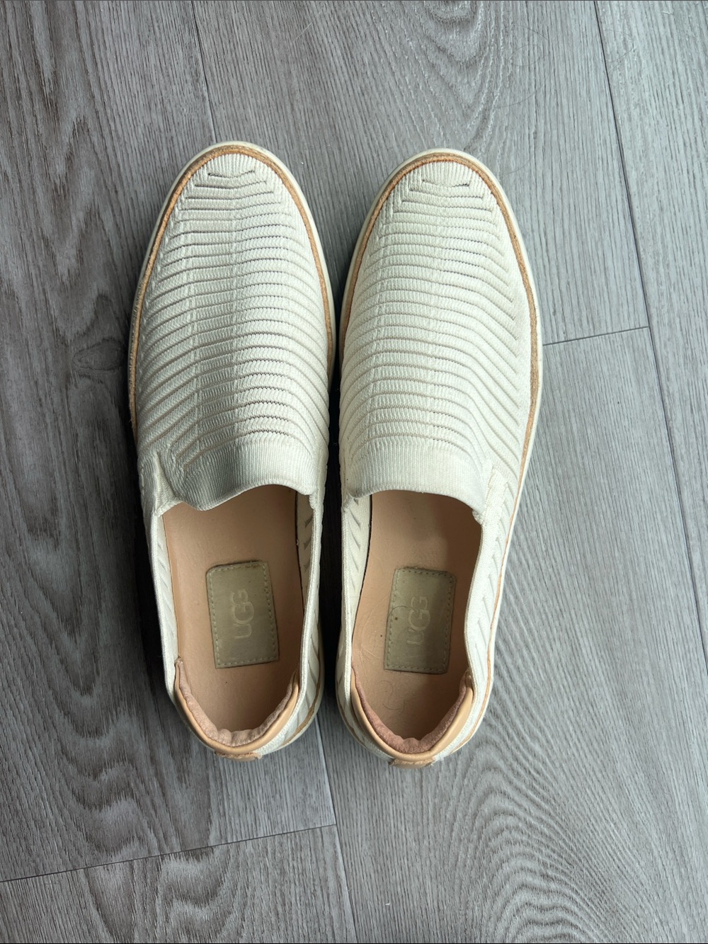 UGG Cream Slip-On Knit Sneakers